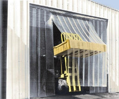 Aleco - 9' Door Width x 9' Door Height Vinyl Smooth Antistatic Strip Door Kit - 12" Strip Width x 1/8" Strip Thickness, Clear, 66% Overlap - USA Tool & Supply