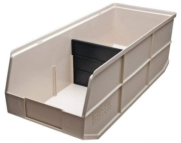 Akro-Mils - 60 Lb. Load Capacity, 20-1/2" Deep, Ivory Polymer Hopper Stacking Bin - 7" High x 8-1/4" Wide x 20-1/2" Long - USA Tool & Supply