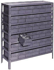 Value Collection - 72 Bin Bin Shelving Unit with Drawers - 36 Inch Overall Width x 12 Inch Overall Depth x 75 Inch Overall Height, Gray Plastic Bins - USA Tool & Supply