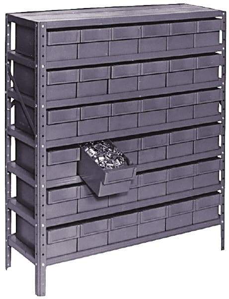 Value Collection - 72 Bin Bin Shelving Unit with Drawers - 36 Inch Overall Width x 18 Inch Overall Depth x 75 Inch Overall Height, Gray Plastic Bins - USA Tool & Supply