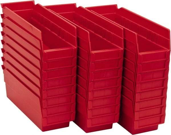 Akro-Mils - 11-5/8" Deep, Red Hopper Shelf Bin - 4" High x 4-1/8" Wide x 11-5/8" Long - USA Tool & Supply