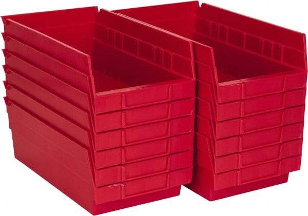 Akro-Mils - 11-5/8" Deep, Red Hopper Shelf Bin - 4" High x 6-5/8" Wide x 11-5/8" Long - USA Tool & Supply