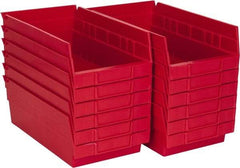 Akro-Mils - 11-5/8" Deep, Red Hopper Shelf Bin - 4" High x 6-5/8" Wide x 11-5/8" Long - USA Tool & Supply