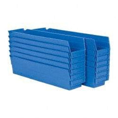 Akro-Mils - 17-7/8" Deep, Blue Hopper Shelf Bin - 4" High x 4-1/8" Wide x 17-7/8" Long - USA Tool & Supply