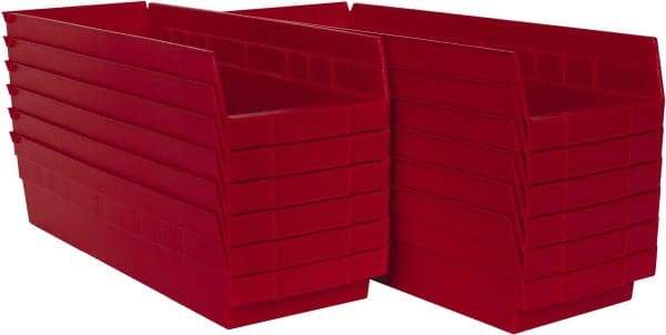 Akro-Mils - 17-7/8" Deep, Red Hopper Shelf Bin - 4" High x 6-5/8" Wide x 17-7/8" Long - USA Tool & Supply