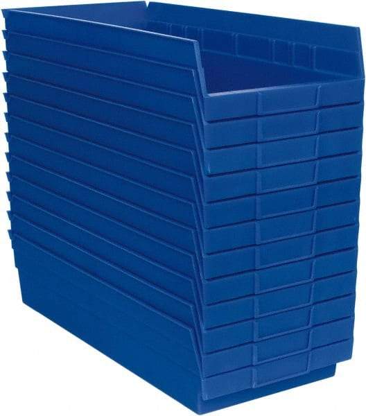 Akro-Mils - 17-7/8" Deep, Blue Hopper Shelf Bin - 4" High x 8-3/8" Wide x 17-7/8" Long - USA Tool & Supply