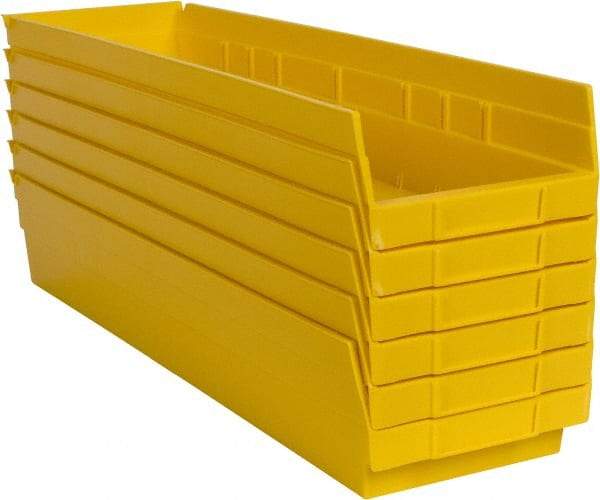 Akro-Mils - 23-5/8" Deep, Yellow Hopper Shelf Bin - 4" High x 6-5/8" Wide x 23-5/8" Long - USA Tool & Supply