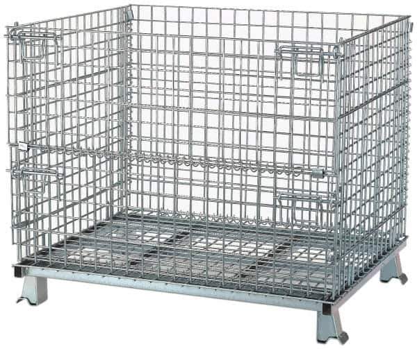 Nashville Wire - 40" Long x 32" Wide x 34-1/2" High Steel Basket-Style Bulk Folding Wire Stackable Container - 4,000 Lb. Load Capacity - USA Tool & Supply