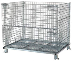 Nashville Wire - 48" Long x 40" Wide x 36" High Steel Basket-Style Bulk Folding Wire Stackable Container - 4,000 Lb. Load Capacity - USA Tool & Supply