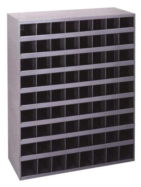 Durham - 42 Bin Bin Shelving Unit with Openings and Base - 12 Inch Overall Depth x 42 Inch Overall Height, Gray Steel Bins - USA Tool & Supply