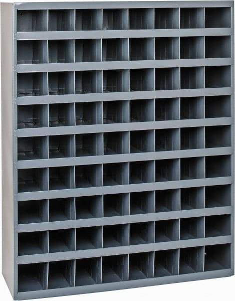 Durham - 72 Bin Bin Shelving Unit with Openings - 33-3/4 Inch Overall Width x 12 Inch Overall Depth x 42 Inch Overall Height, Gray Steel Bins - USA Tool & Supply