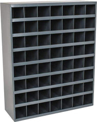 Durham - 56 Bin Bin Shelving Unit with Openings - 33-3/4 Inch Overall Width x 12 Inch Overall Depth x 42 Inch Overall Height, Gray Steel Bins - USA Tool & Supply