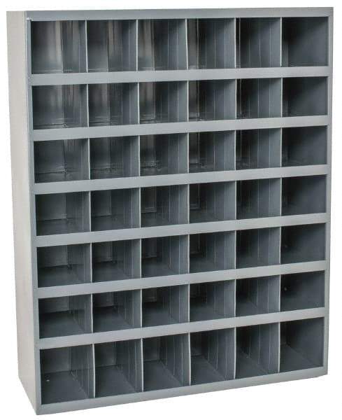 Durham - 42 Bin Bin Shelving Unit with Openings - 33-3/4 Inch Overall Width x 12 Inch Overall Depth x 42 Inch Overall Height, Gray Steel Bins - USA Tool & Supply