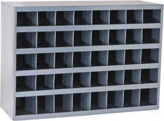 Durham - 40 Bin Bin Shelving Unit with Openings - 33-3/4 Inch Overall Width x 12 Inch Overall Depth x 24 Inch Overall Height, Gray Steel Bins - USA Tool & Supply