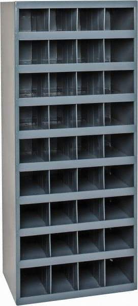 Durham - 36 Bin Bin Shelving Unit with Openings - 17-7/8 Inch Overall Width x 12 Inch Overall Depth x 42 Inch Overall Height, Gray Steel Bins - USA Tool & Supply