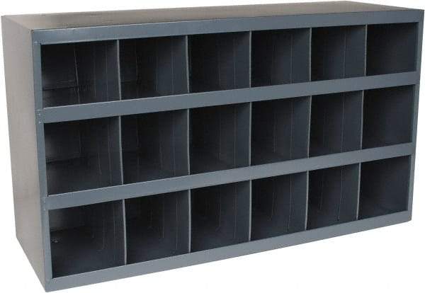 Durham - 18 Bin Bin Shelving Unit with Openings - 33-3/4 Inch Overall Width x 12 Inch Overall Depth x 19-1/4 Inch Overall Height, Gray Steel Bins - USA Tool & Supply