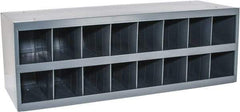 Durham - 16 Bin Bin Shelving Unit with Openings - 33-3/4 Inch Overall Width x 12 Inch Overall Depth x 11-1/2 Inch Overall Height, Gray Steel Bins - USA Tool & Supply