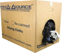 PRO-SOURCE - Reclaimed Cotton T-Shirt Rags - Assorted Colors, Polo, Low Lint, 50 Lbs. at 3 to 4 per Pound, Box - USA Tool & Supply