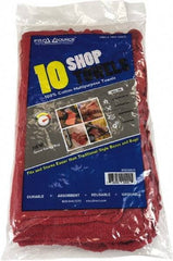 PRO-SOURCE - 14 Inch Long x 15 Inch Wide Virgin Cotton Shop Towel - Red, Ling Free, 10 Sheets per Pack, Bag - USA Tool & Supply