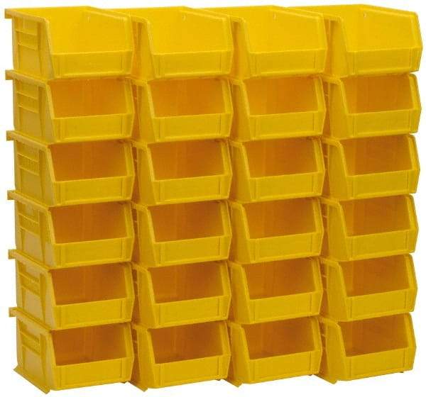 Akro-Mils - 10 Lb. Load Capacity, 5-3/8" Deep, Yellow Polymer Hopper Stacking Bin - 3" High x 4-1/8" Wide x 5-3/8" Long - USA Tool & Supply