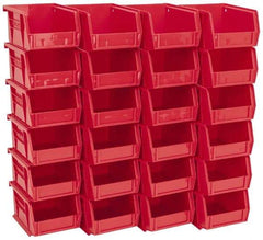 Akro-Mils - 10 Lb. Load Capacity, 5-3/8" Deep, Red Polymer Hopper Stacking Bin - 3" High x 4-1/8" Wide x 5-3/8" Long - USA Tool & Supply