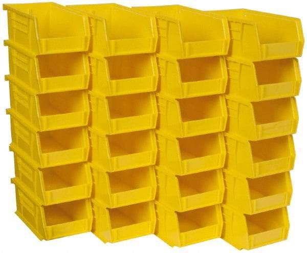Akro-Mils - 10 Lb. Load Capacity, 7-3/8" Deep, Yellow Polymer Hopper Stacking Bin - 3" High x 4-1/8" Wide x 7-3/8" Long - USA Tool & Supply