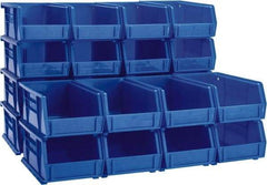 Akro-Mils - 10 Lb. Load Capacity, 7-3/8" Deep, Blue Polymer Hopper Stacking Bin - 3" High x 4-1/8" Wide x 7-3/8" Long - USA Tool & Supply