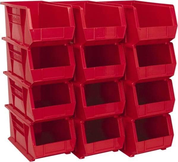 Akro-Mils - 60 Lb. Load Capacity, 14-3/4" Deep, Red Polymer Hopper Stacking Bin - 7" High x 8-1/4" Wide x 14-3/4" Long - USA Tool & Supply