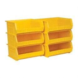 Akro-Mils - 75 Lb. Load Capacity, 14-3/4" Deep, Yellow Polymer Hopper Stacking Bin - 7" High x 16-1/2" Wide x 14-3/4" Long - USA Tool & Supply