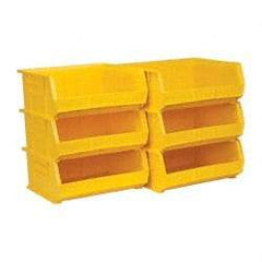 Akro-Mils - 75 Lb. Load Capacity, 14-3/4" Deep, Yellow Polymer Hopper Stacking Bin - 7" High x 16-1/2" Wide x 14-3/4" Long - USA Tool & Supply