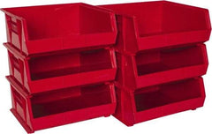 Akro-Mils - 75 Lb. Load Capacity, 14-3/4" Deep, Red Polymer Hopper Stacking Bin - 7" High x 16-1/2" Wide x 14-3/4" Long - USA Tool & Supply