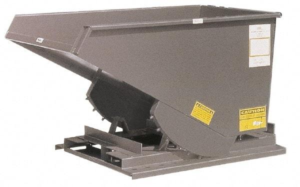 Made in USA - 3,000 Lb Load Capacity, 1/4 Cu Yd, Steel Self-Dumping Hopper - 33-1/2" Wide x 43-1/2" Long x 24" High, Gray - USA Tool & Supply