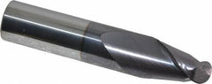 Accupro - 15/32" Diam, 5/8" LOC, 2 Flute Solid Carbide Ball End Mill - AlTiN Finish, Single End, 2-1/2" OAL, 1/2" Shank Diam, Spiral Flute - USA Tool & Supply