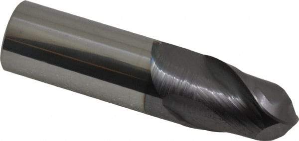 Accupro - 3/4" Diam, 1" LOC, 2 Flute Solid Carbide Ball End Mill - AlTiN Finish, Single End, 3" OAL, 3/4" Shank Diam, Spiral Flute - USA Tool & Supply