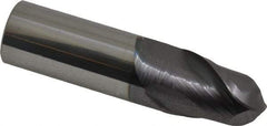 Accupro - 3/4" Diam, 1" LOC, 2 Flute Solid Carbide Ball End Mill - AlTiN Finish, Single End, 3" OAL, 3/4" Shank Diam, Spiral Flute - USA Tool & Supply