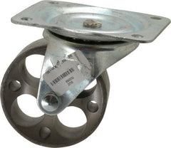 Albion - 4" Diam x 1-1/2" Wide x 5" OAH Top Plate Mount Swivel Caster - Cast Iron, 450 Lb Capacity, Plain Bearing, 4 x 5-1/8" Plate - USA Tool & Supply