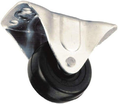 Albion - 4" Diam x 1-1/2" Wide x 5" OAH Top Plate Mount Rigid Caster - Semi-Steel, 450 Lb Capacity, Roller Bearing, 3-1/8 x 6-1/4" Plate - USA Tool & Supply