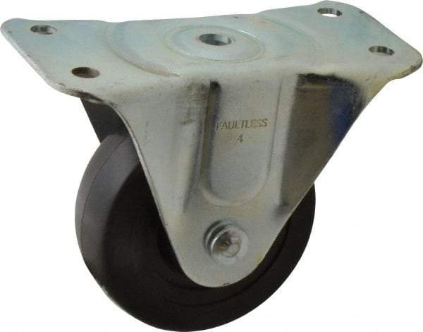 Albion - 4" Diam x 1-5/16" Wide x 5" OAH Top Plate Mount Rigid Caster - Soft Rubber, 225 Lb Capacity, Self-Lubricating Bearing, 3-1/8 x 6-1/4" Plate - USA Tool & Supply