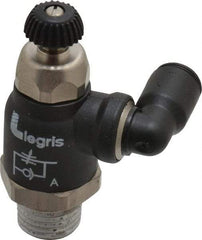 Legris - 1/4" Tube OD x 1/4" Male NPT Compact Swivel Outlet Flow Control Regulator - 0 to 145 psi & Nylon Material - USA Tool & Supply