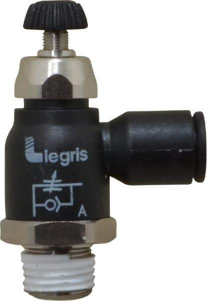 Legris - 8mm Tube OD x 1/4 Male BSPT Compact Meter Out Flow Control Valve - 14.5 to 145 psi, Nylon - USA Tool & Supply