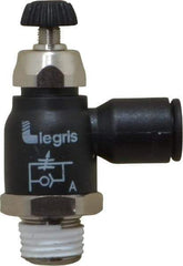 Legris - 8mm Tube OD x 1/4 Male BSPT Compact Meter Out Flow Control Valve - 14.5 to 145 psi, Nylon - USA Tool & Supply