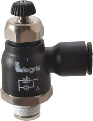 Legris - 10mm Tube OD x 1/4 Male BSPT Compact Meter Out Flow Control Valve - 14.5 to 145 psi, Nylon - USA Tool & Supply