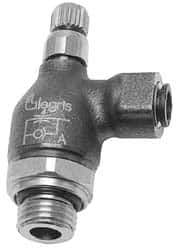 Legris - 4mm Tube OD x 1/8" BSPP Metal Flow Control Regulator - 0 to 145 psi, Buna Nitrile O-Ring & Treated Brass Material - USA Tool & Supply