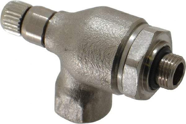 Legris - 6mm Tube OD x 1/8" BSPP Metal Flow Control Regulator - 0 to 145 psi, Buna Nitrile O-Ring & Treated Brass Material - USA Tool & Supply