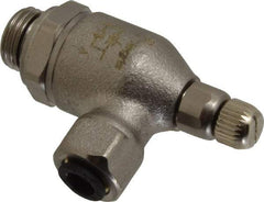 Legris - 6mm Tube OD x 1/4" BSPP Metal Flow Control Regulator - 0 to 145 psi, Buna Nitrile O-Ring & Treated Brass Material - USA Tool & Supply