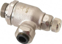 Legris - 8mm Tube OD x 3/8" BSPP Metal Flow Control Regulator - 0 to 145 psi, Buna Nitrile O-Ring & Treated Brass Material - USA Tool & Supply