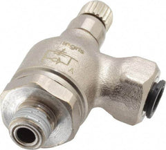 Legris - 1/4" Tube OD x 1/8" NPT Metal Flow Control Regulator - 0 to 145 psi & Treated Brass Material - USA Tool & Supply