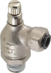 Legris - 1/4" Tube OD x 1/4" NPT Metal Flow Control Regulator - 0 to 145 psi & Treated Brass Material - USA Tool & Supply