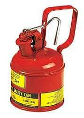 Justrite - 1 Qt Steel Type I Safety Can - 8-1/4" High x 4-3/8" Diam, Red - USA Tool & Supply