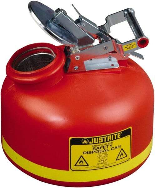 Justrite - Safety Disposal Cans Capacity (Gal.): 2.00 Material: Polyethylene - USA Tool & Supply